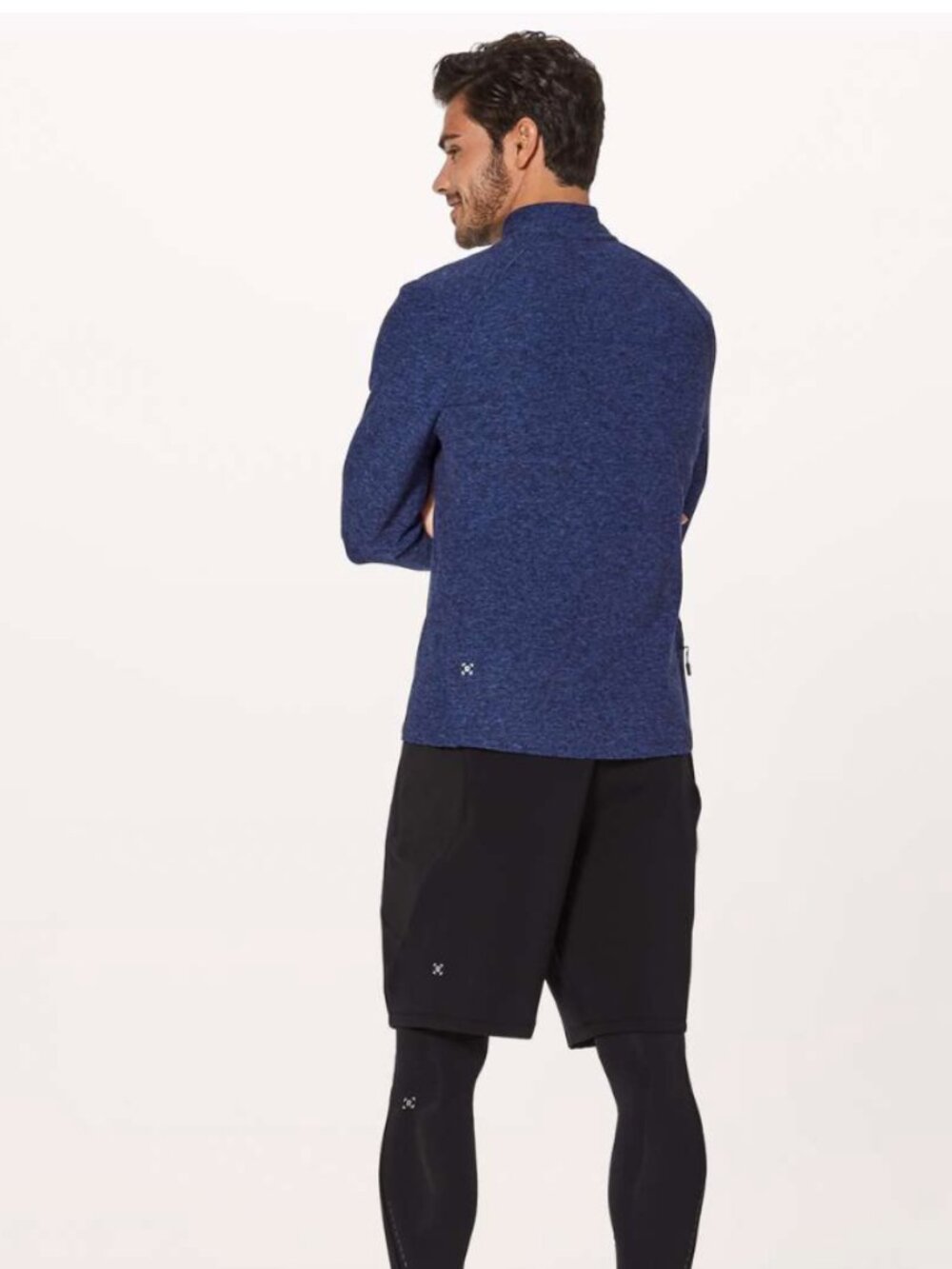 Lululemon Surge Warm 1/2 Zip Heathered Cerulean Blue Black Men’s Large - Picture 2 of 9